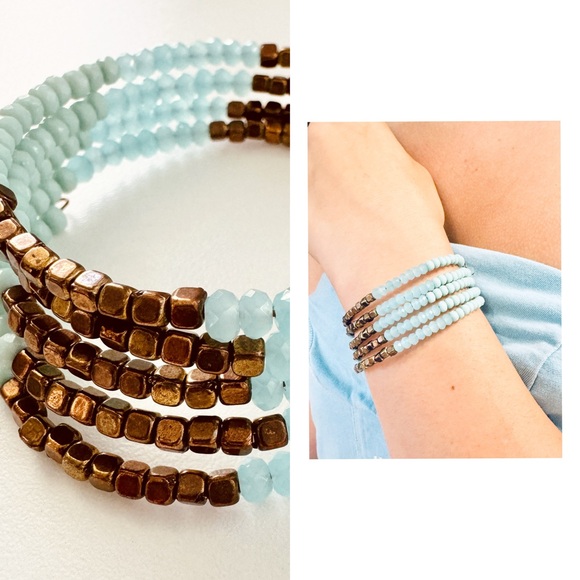 Jewelry - Vintage Cuff Coil Spring Bracelet | Copper & Teal Tone